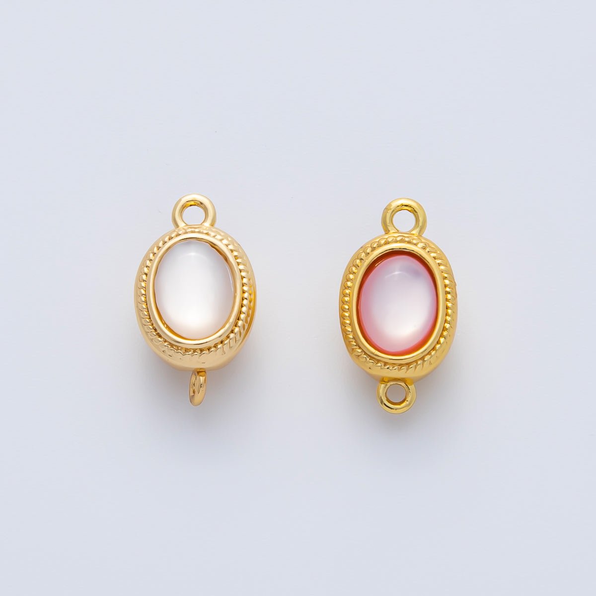 18K Gold Filled 15mm Red White Shell Pearl Oval Push In Clasp Closure Finding | Z1465