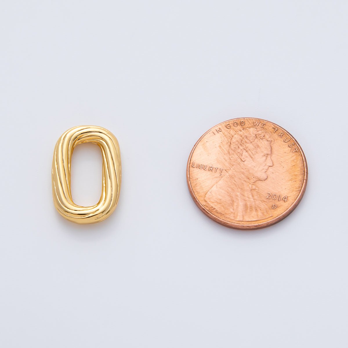 18K Gold Filled 16.5mm Ribbed Lined Oblong Rectangular Link Findings in Gold & Silver | Z1412