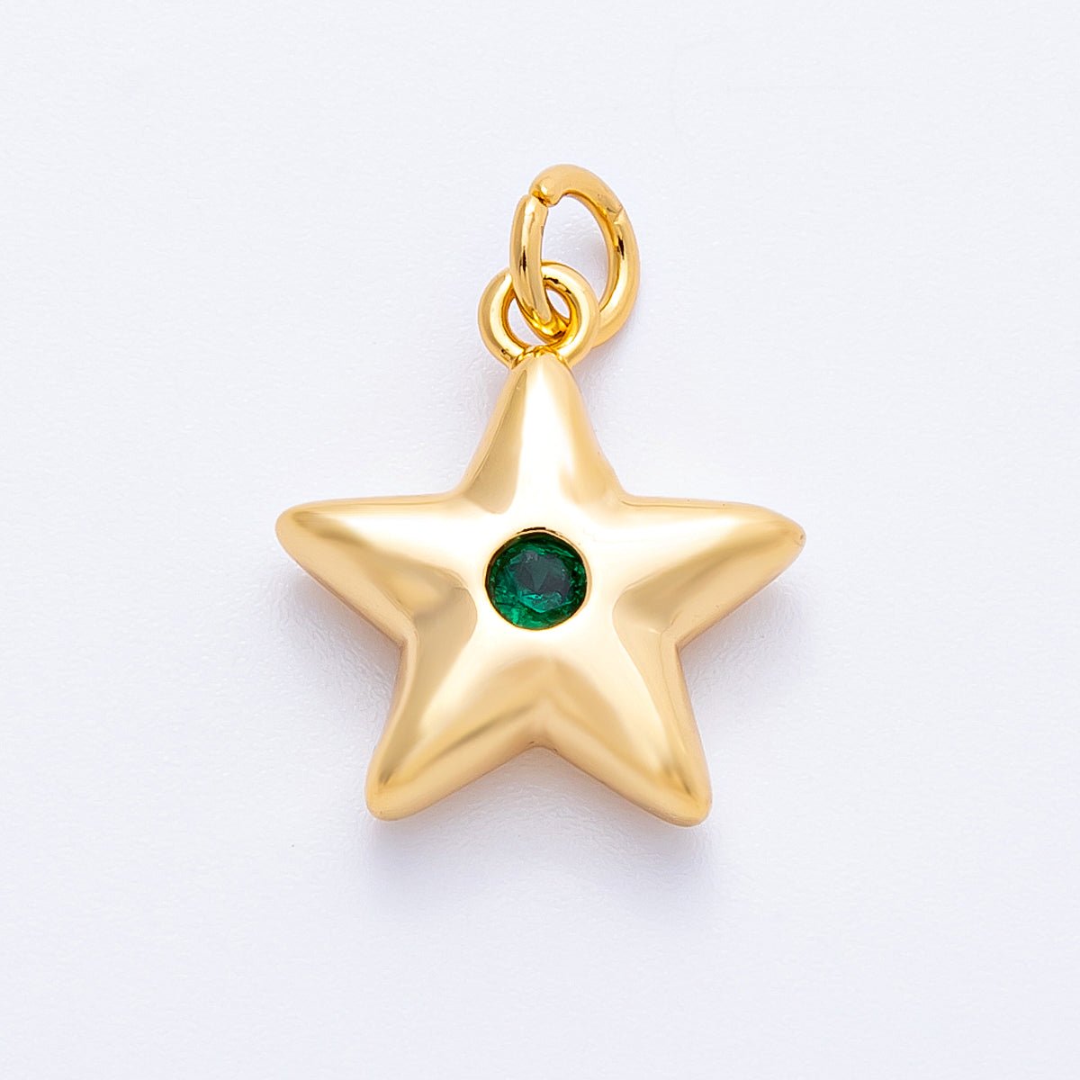 18K Gold Filled 16mm Green, Pink, Clear CZ Celestial Star Charm | Charms-00342 - Charms-00344