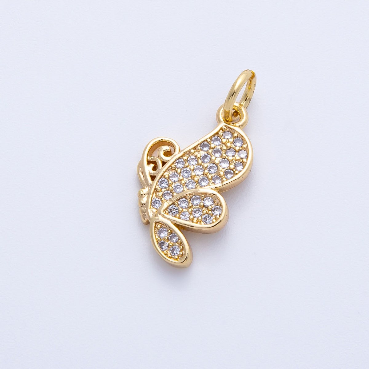 18K Gold Filled 16mm Micro Paved CZ Butterfly Mariposa Insect Charm | Charms-00407