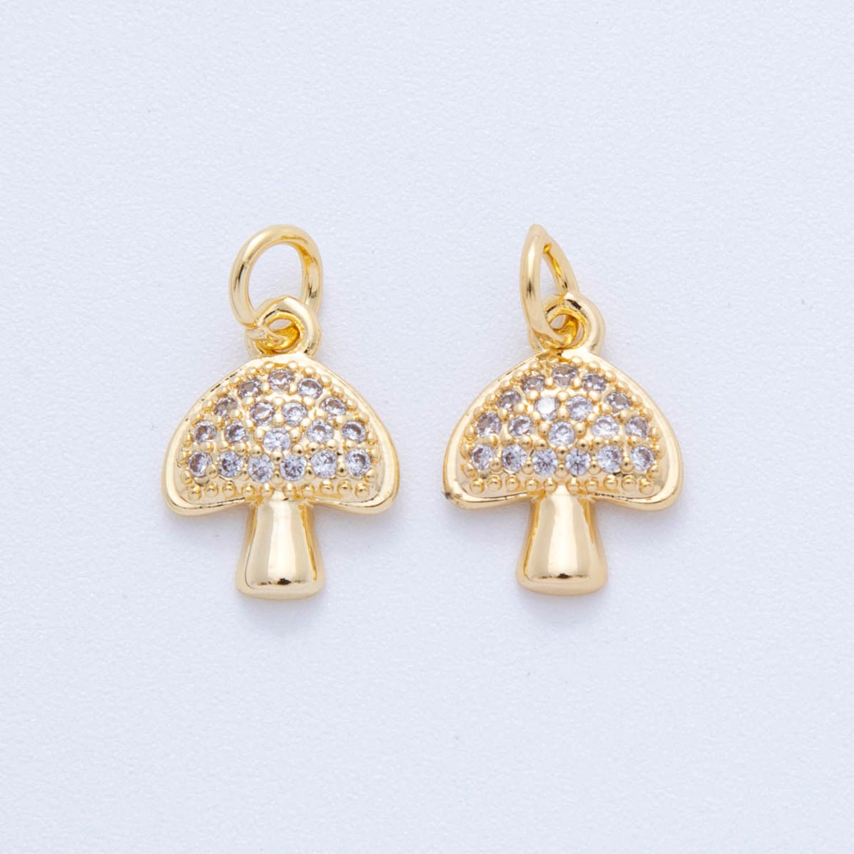 18K Gold Filled 16mm Micro Paved CZ Little Mushroom Charm | AF820