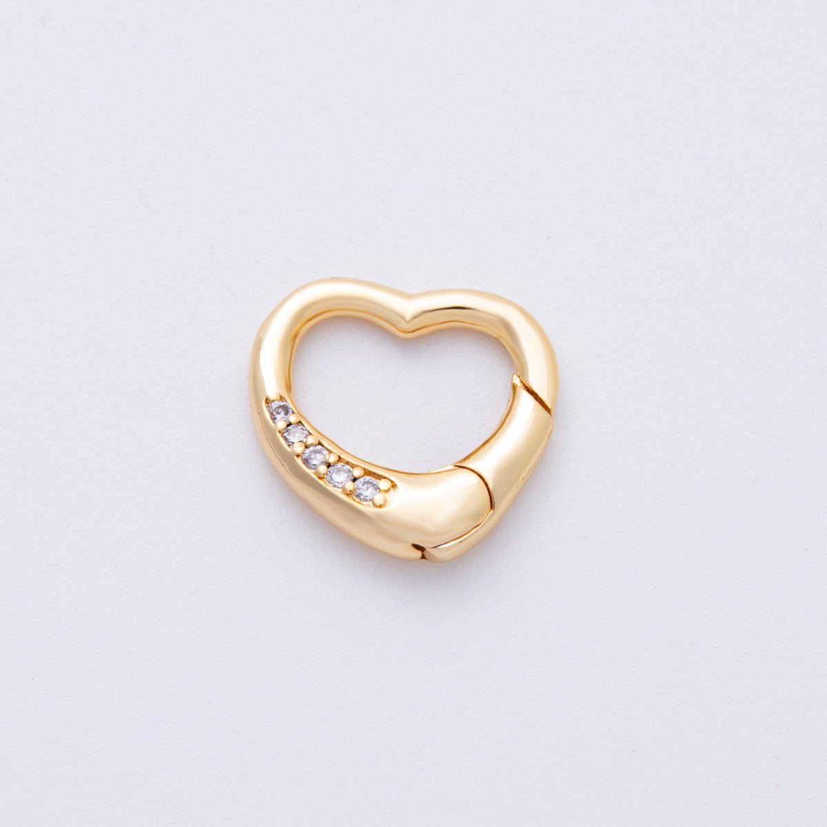 18K Gold Filled 17.5mm Push Gate Heart CZ Minimalist Finding | Findings-00007
