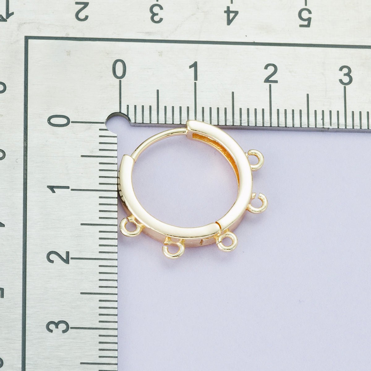 18K Gold Filled 17.7mm Minimalist Five Open Loop Drop Huggie Earrings | Findings-00105