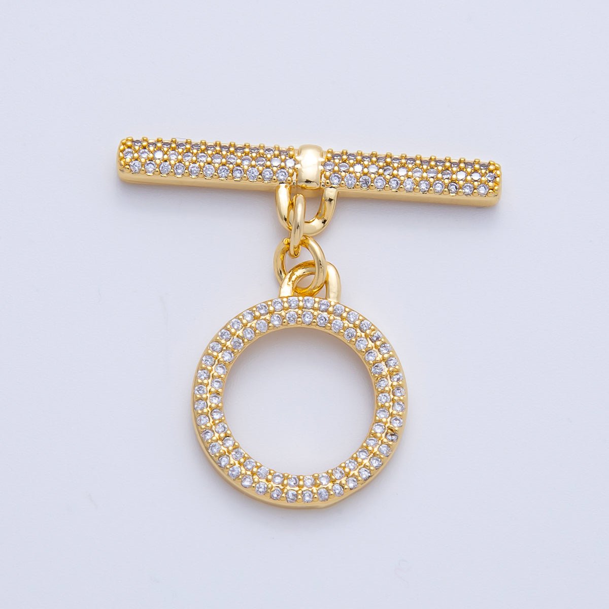 18K Gold Filled 17mm Micro Paved CZ OT Toggle Clasps Closure Finding | Z1666