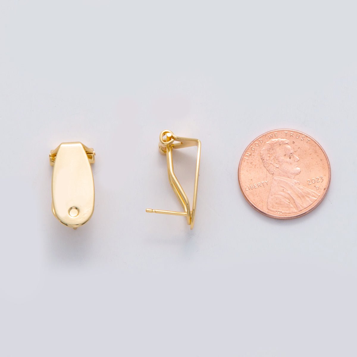 18K Gold Filled 18.4mm DIY Oblong Push Snap Stud Earring Findings | Z1160