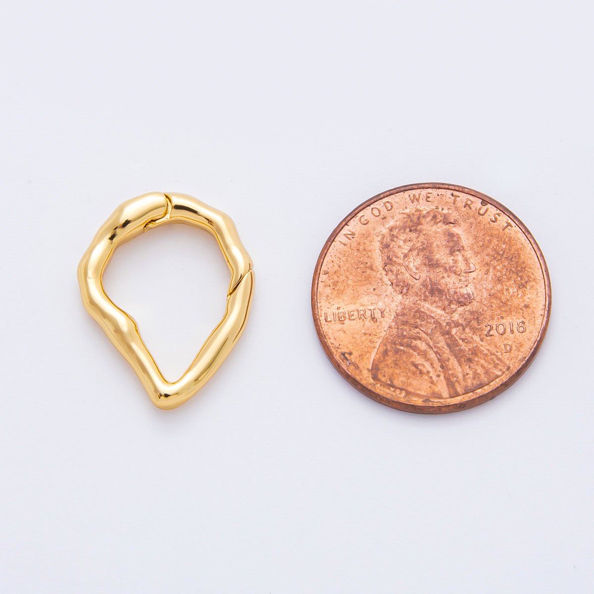18K Gold Filled 18mm Irregular Teardrop Push Gate Clasp Finding | Z-A1355