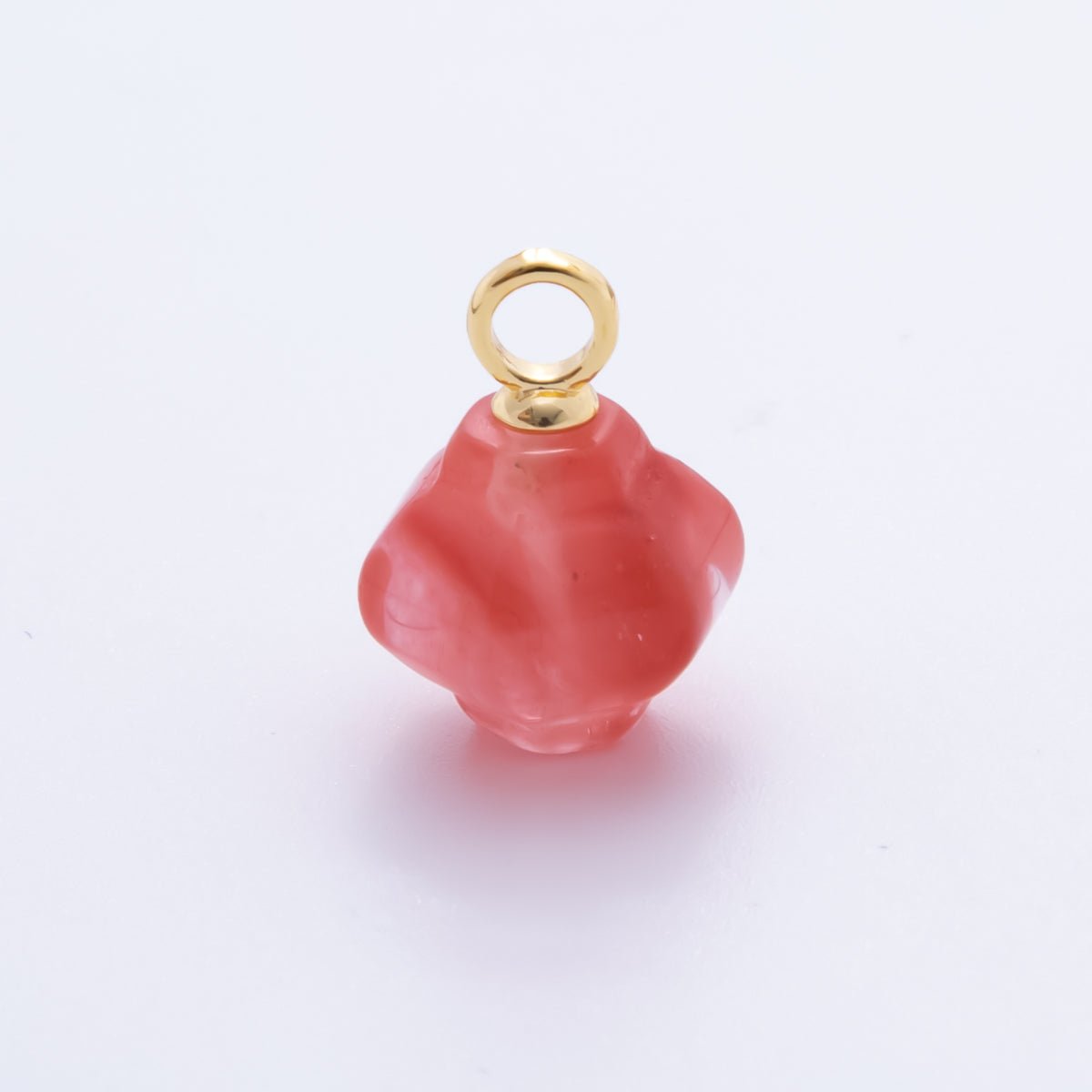 18K Gold Filled 18mm Quartz, Agate, Red Jasper Pumpkin Jar Gemstone Charm | AH830 - AJ831