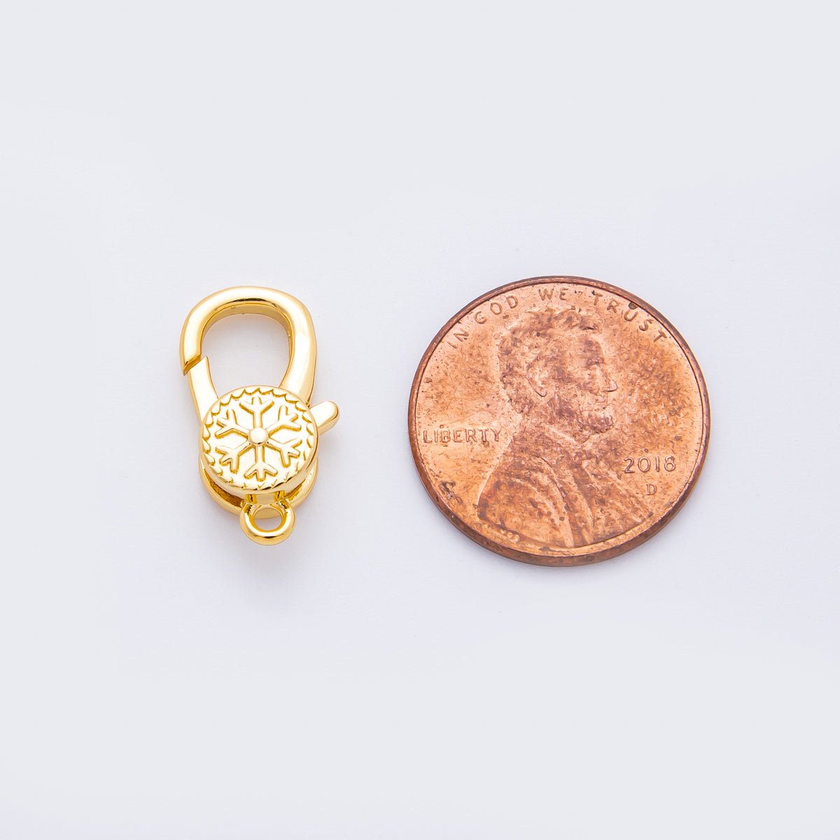 18K Gold Filled 18mm Winter Snowflake Lobster Clasp Charm Finding | Z1426