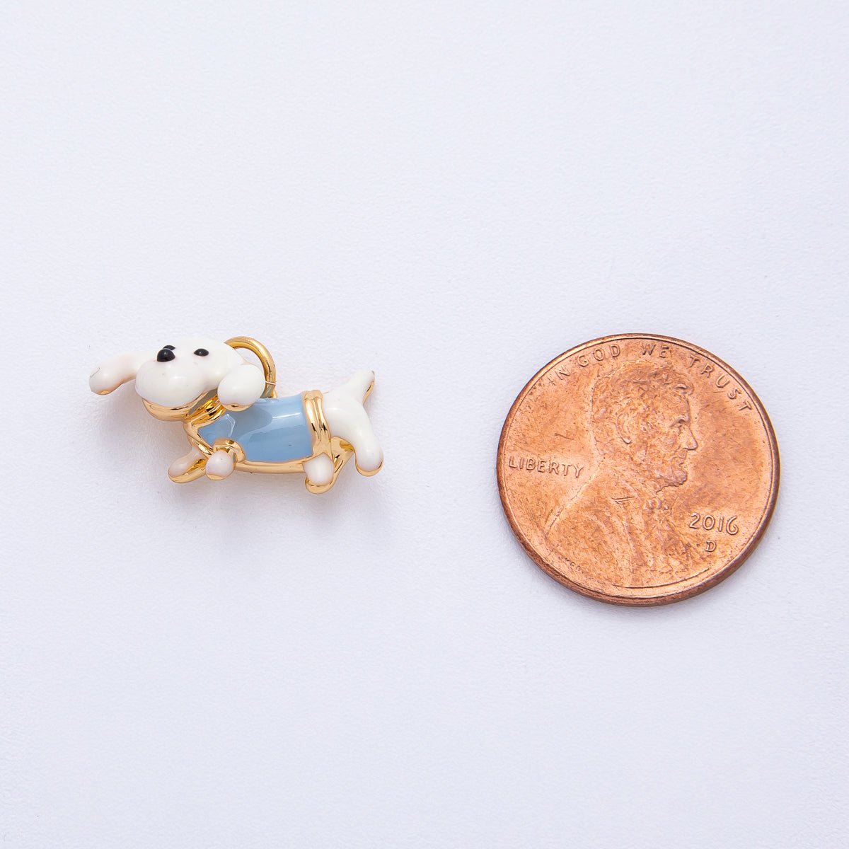 18K Gold Filled 19.5mm Dog Animal Pet Enamel Charm | AK048