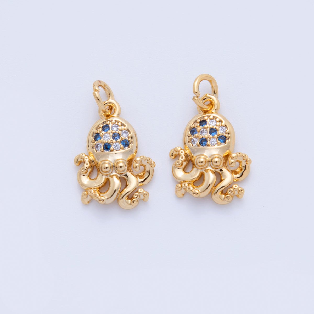 18K Gold Filled 19mm Micro Paved CZ Octopus Tentacled Sea Charm | AF811
