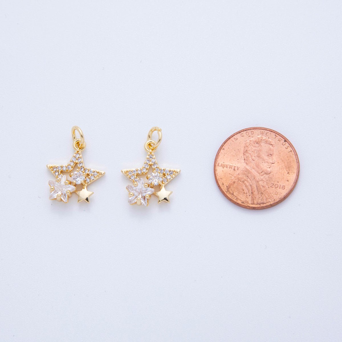 18K Gold Filled 19mm Micro Paved CZ Starry Night Charm | AF824