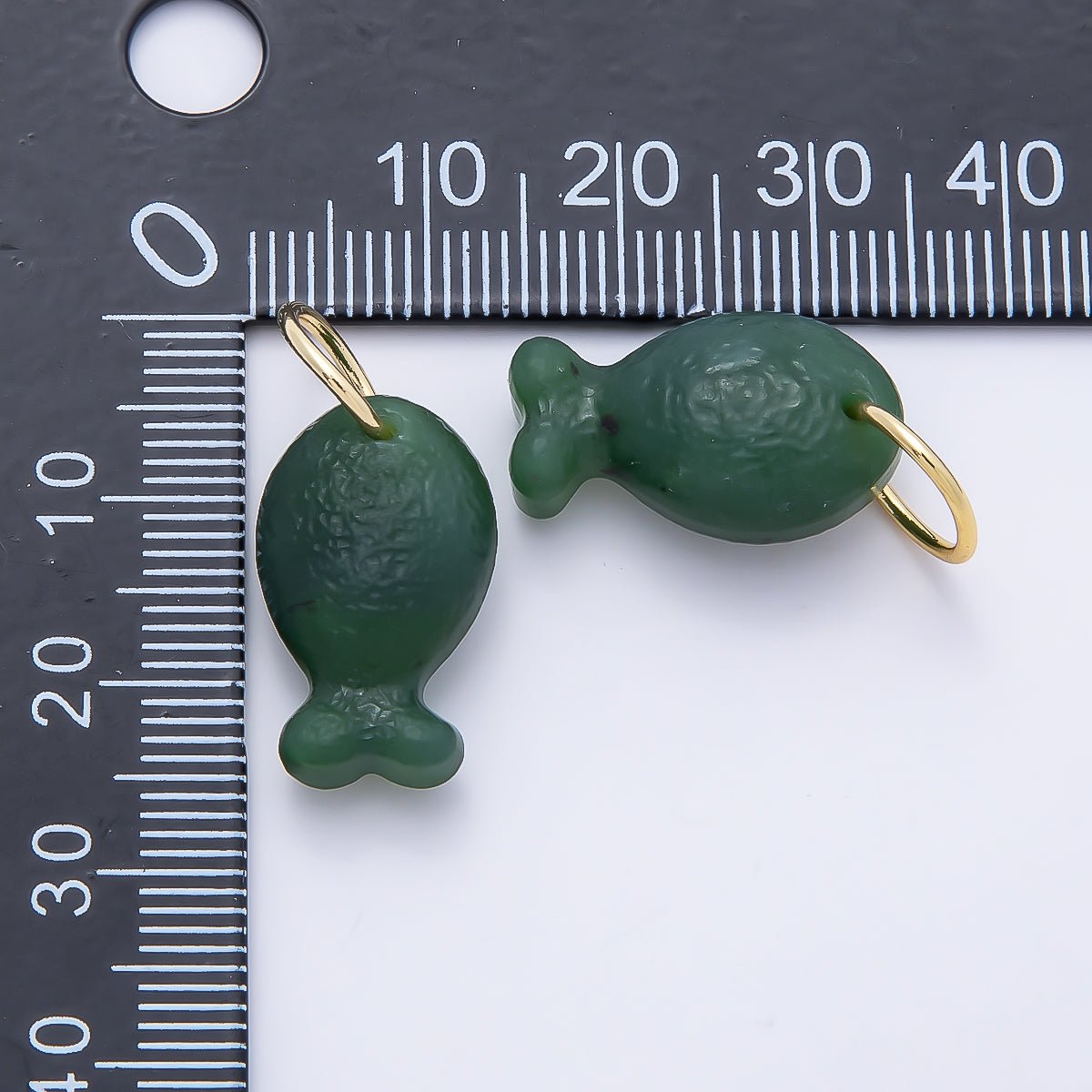 18K Gold Filled 20mm, 30mm, 38mm, 49mm Textured Jade Gemstone Animal Charm | Charms-01388 ~ Charms-01391