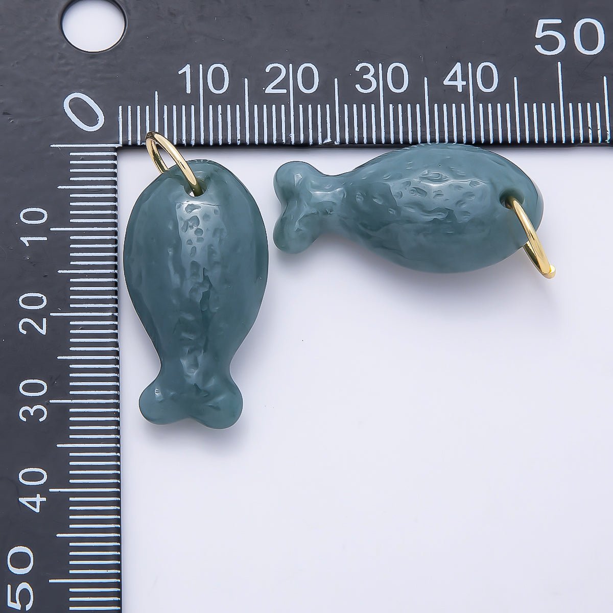18K Gold Filled 20mm, 30mm, 38mm, 49mm Textured Jade Gemstone Animal Charm | Charms-01388 ~ Charms-01391