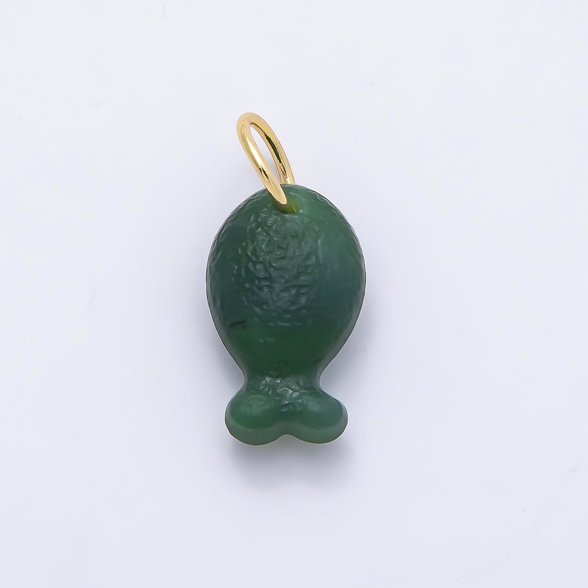 18K Gold Filled 20mm, 30mm, 38mm, 49mm Textured Jade Gemstone Animal Charm | Charms-01388 ~ Charms-01391