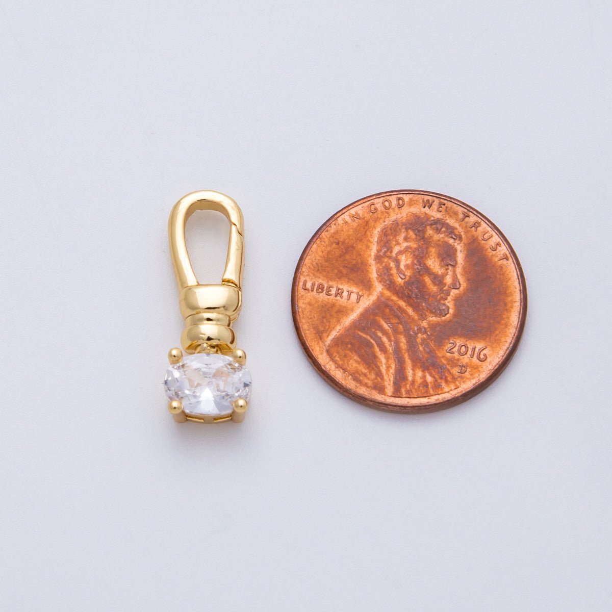 18K Gold Filled 20mm Clear CZ Push Gate Clasp Closure | Findings-00052