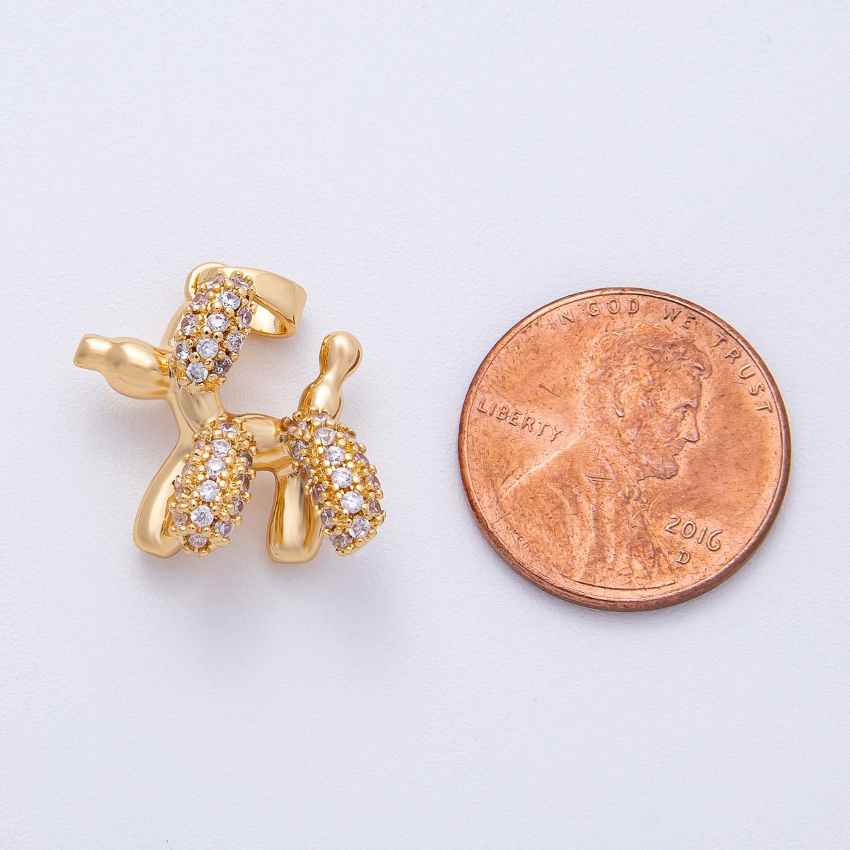 18K Gold Filled 20mm Micro Paved CZ Chubby Balloon Animal 3D Multidimensional Pendant | AF1211