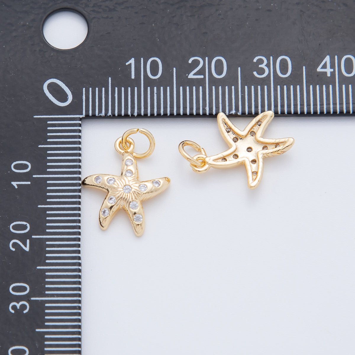 18K Gold Filled 20mm Micro Paved CZ Sea Starfish Charm | AF802