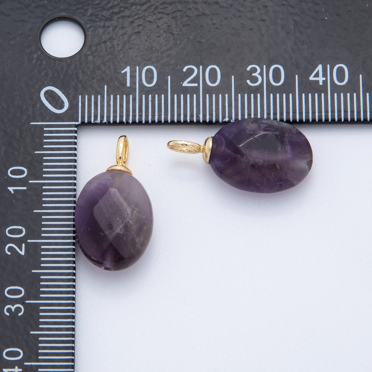 18K Gold Filled 20mm Multifaceted Gemstone Oval Drop Pendant | AF797 -AF800