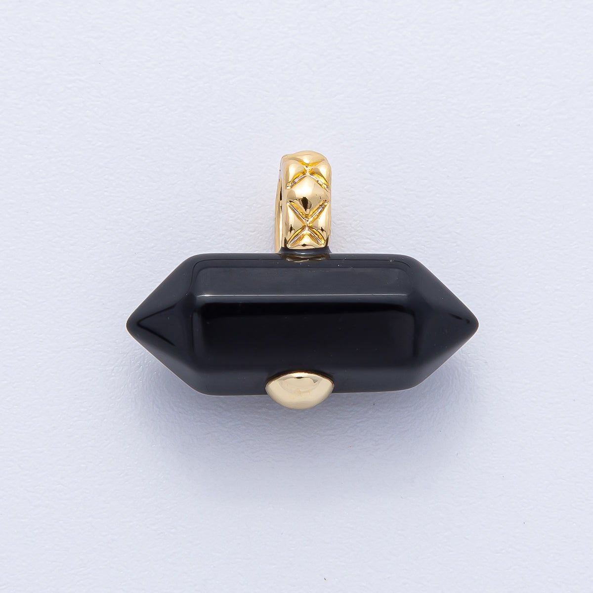 18K Gold Filled 21.3mm Natural Gemstone Point Croissant Pendant | AK129 - AK132