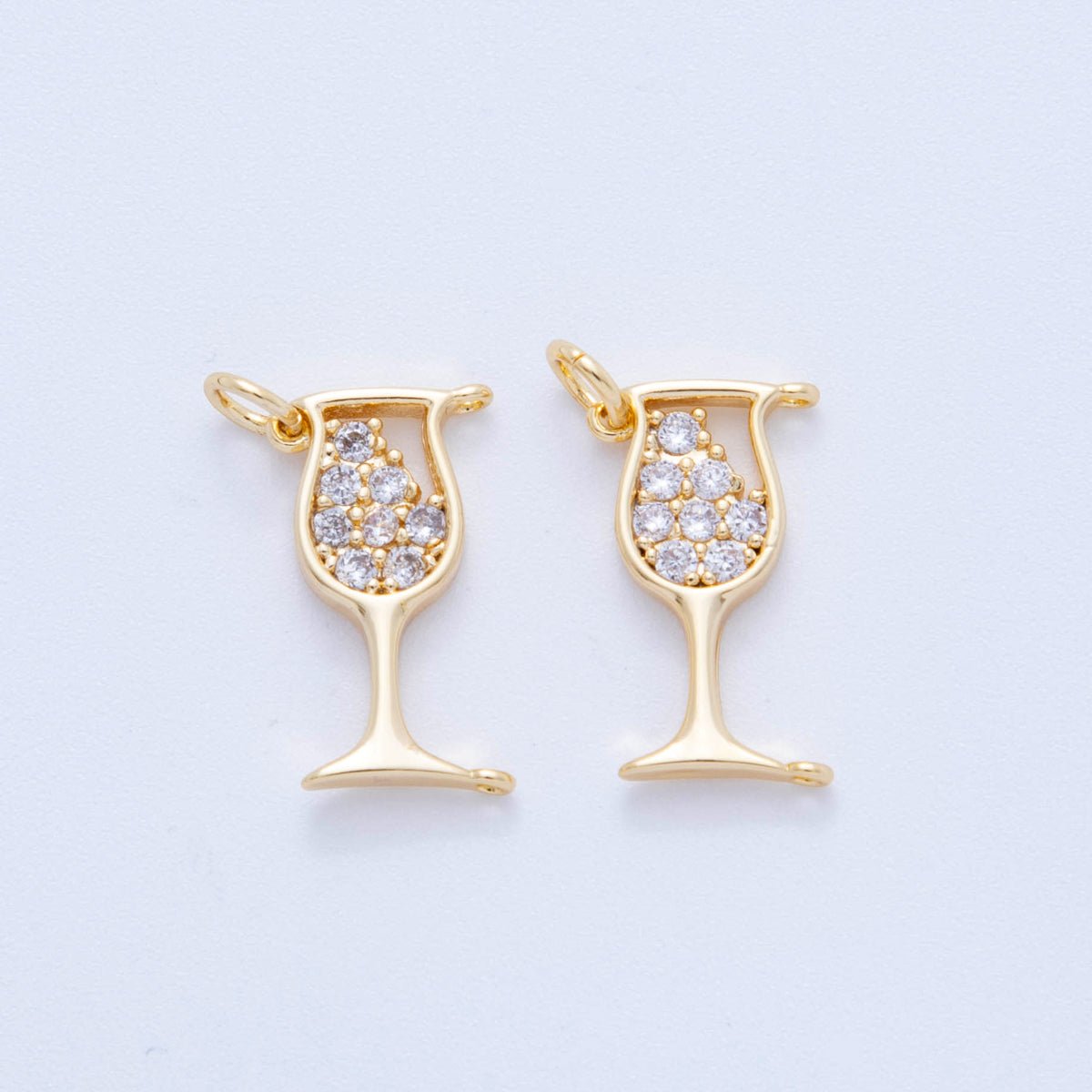 18K Gold Filled 22mm Micro Paved CZ Wine Glass of Glam Charm | AF807