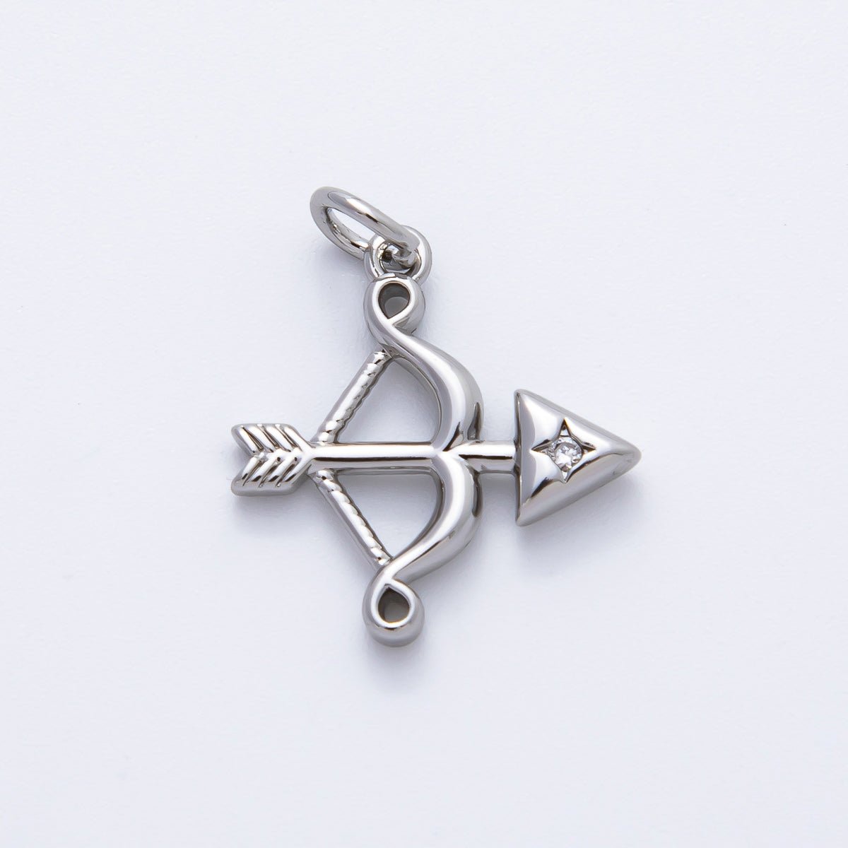18K Gold Filled 22mm Round CZ Archery Bow Arrow Charm in Gold & Silver | AF1360