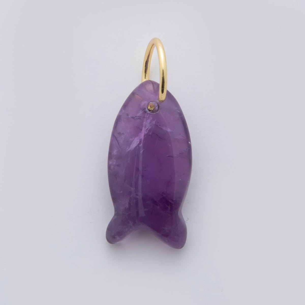 18K Gold Filled 23.7mm Natural Gemstone Fish Charm | C317 - C435