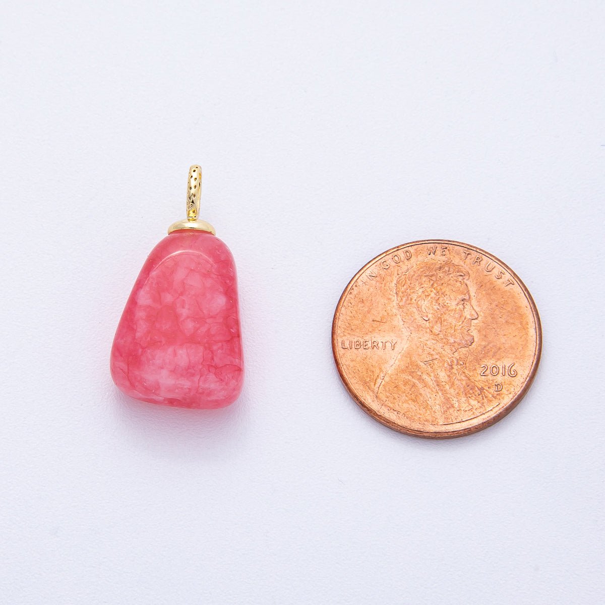 18K Gold Filled 23mm Red, Yellow, Pink Quartz Geometric Gemstone Charm | AK125 AK126