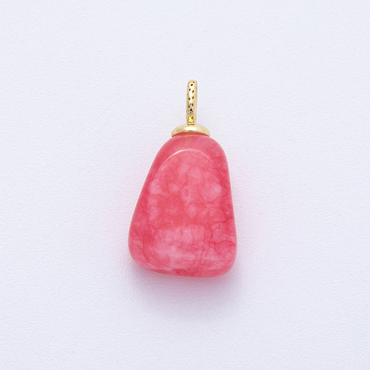 18K Gold Filled 23mm Red, Yellow, Pink Quartz Geometric Gemstone Charm | AK125 AK126