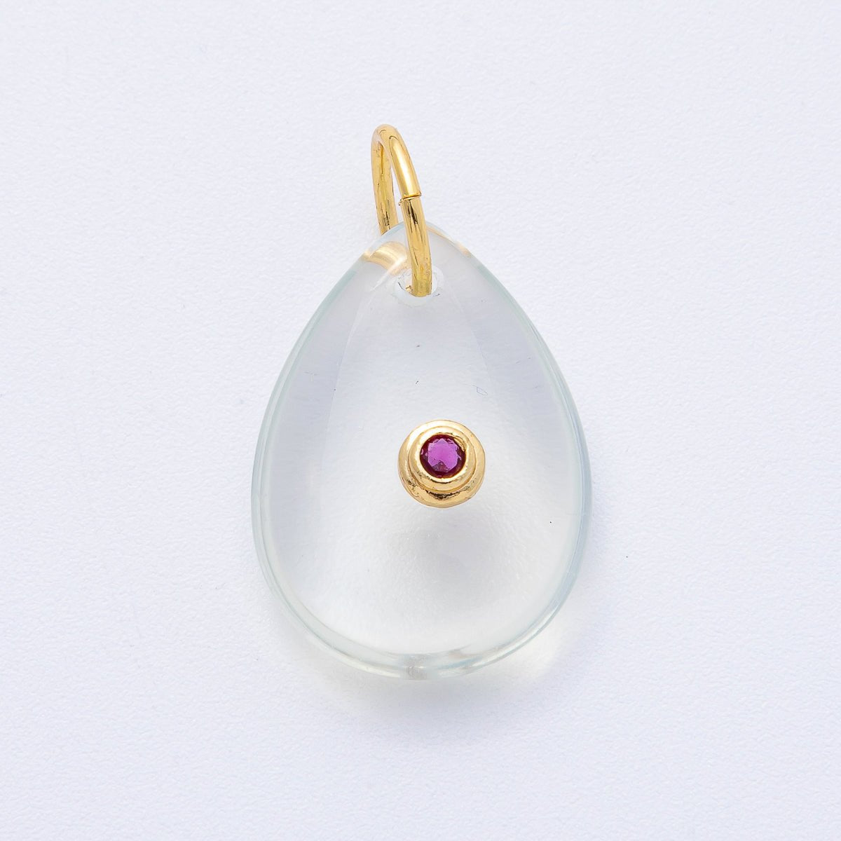 18K Gold Filled 25mm CZ Embedded Natural Gemstone Teardrop Charm | AK109 - AK112