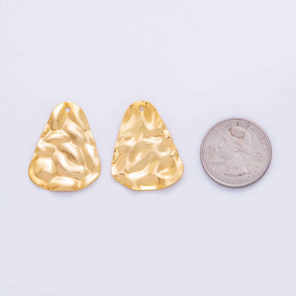 18K Gold Filled 25mm Hammered Waves Triangle Charm Finding | Z1187