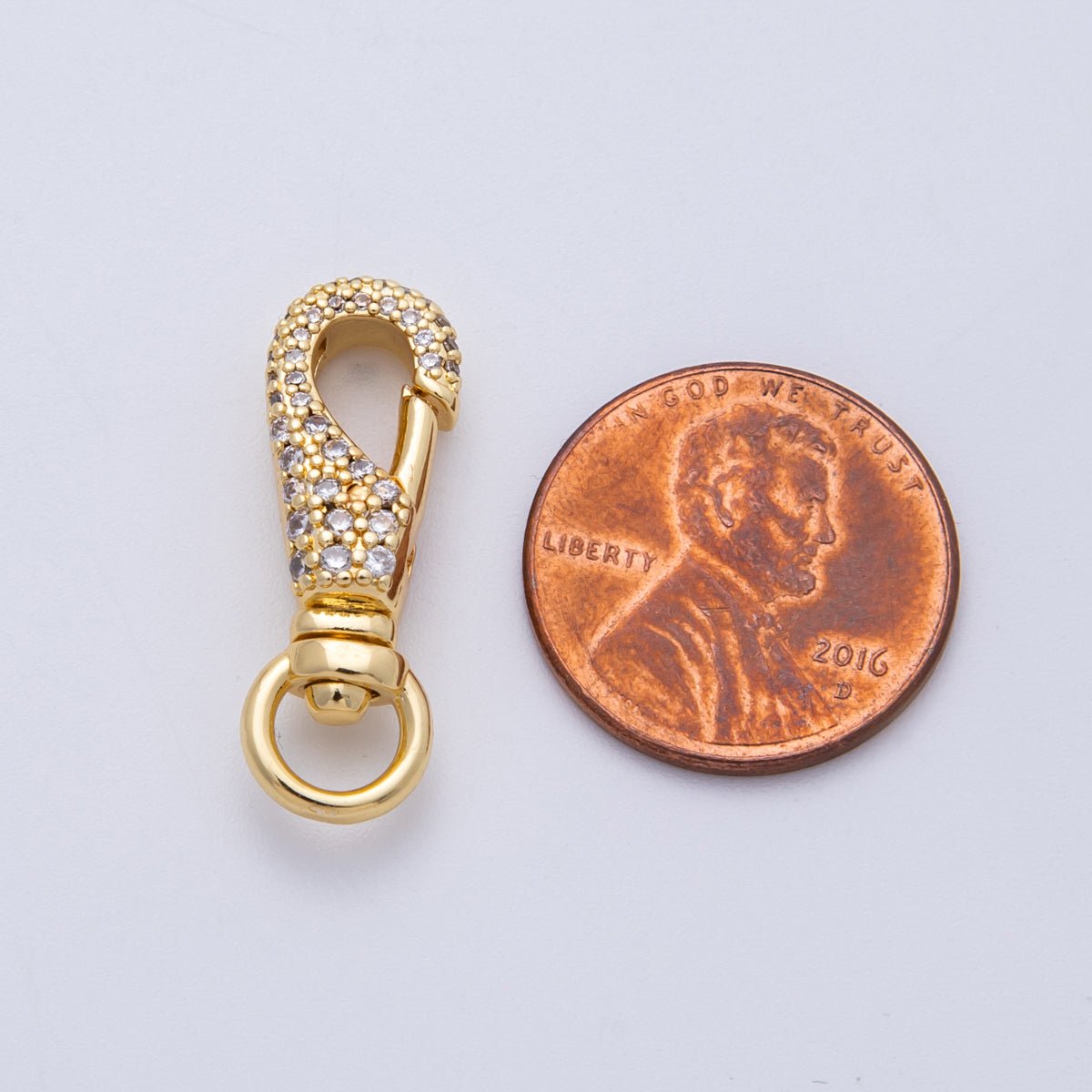 18K Gold Filled 25mm Micro Paved CZ Swivel Oblong Push Gate Clasp Closure | Findings-00053