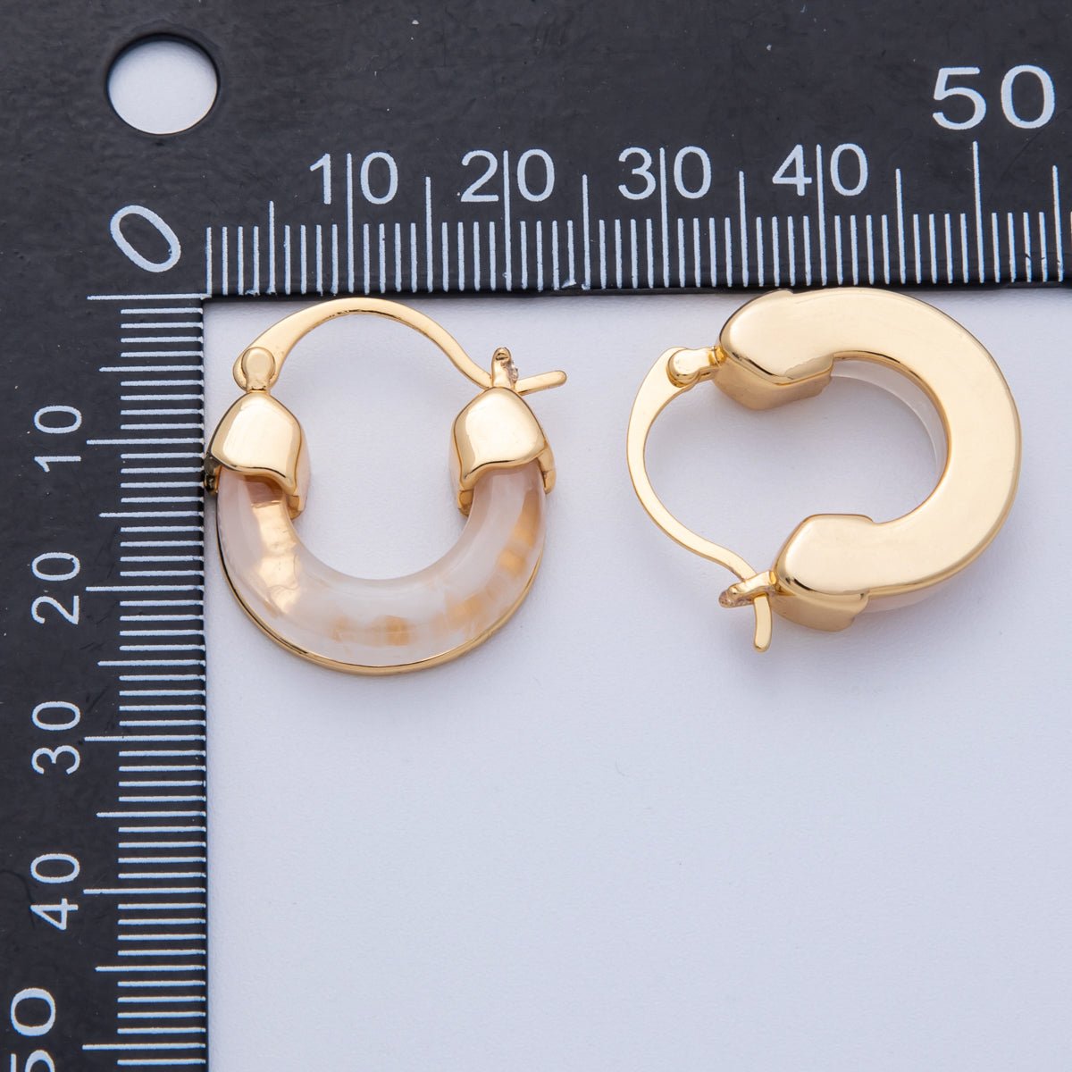 18K Gold Filled 25mm Resin Latch Hoop Earring | Earrings-00281 ~ Earrings-00286