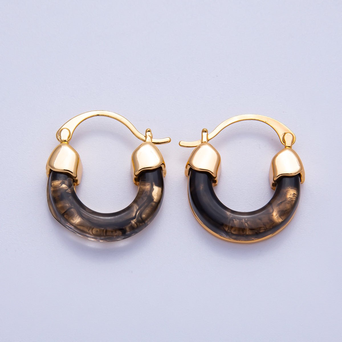 18K Gold Filled 25mm Resin Latch Hoop Earring | Earrings-00281 ~ Earrings-00286