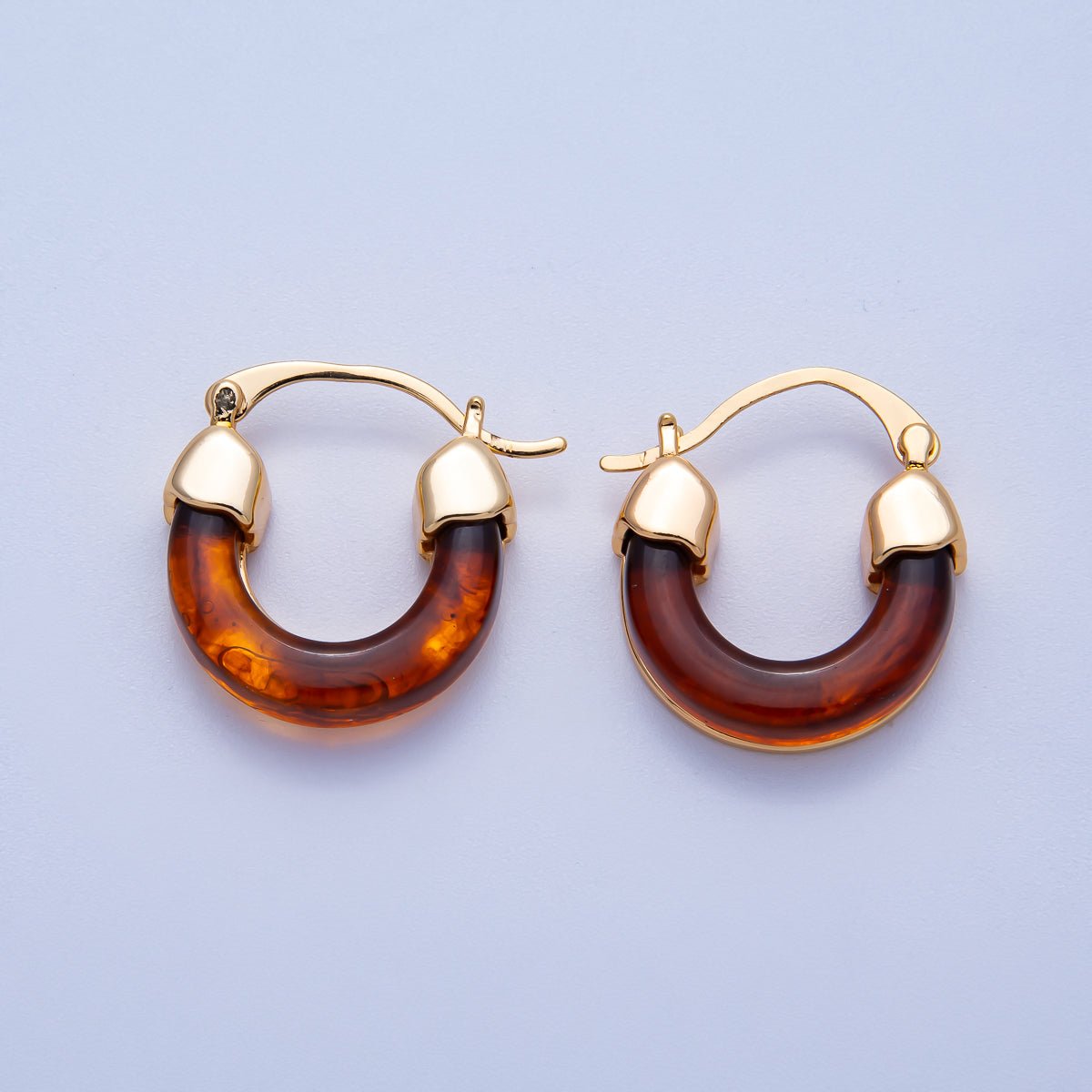 18K Gold Filled 25mm Resin Latch Hoop Earring | Earrings-00281 ~ Earrings-00286