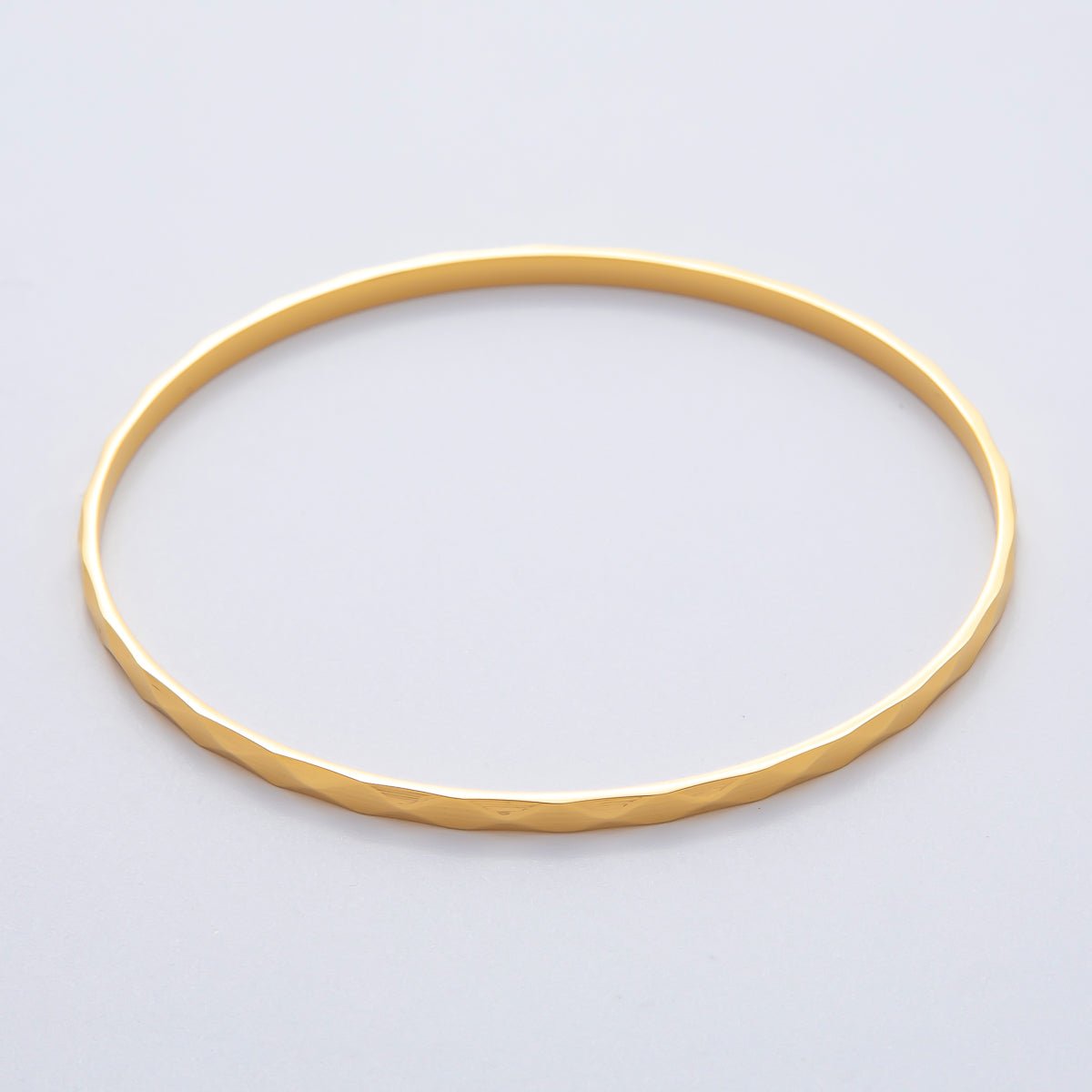 18K Gold Filled 2.5mm Thin Multifaceted Wave Bangle Bracelet | WA-1476