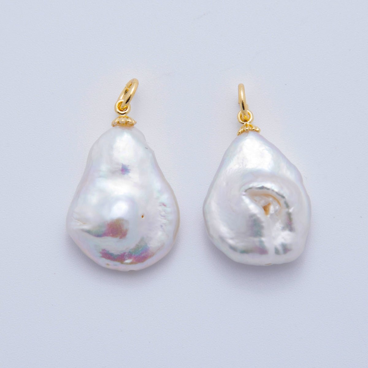 18K Gold Filled 26mm White Freshwater Teardrop Pearl Charm | AF623