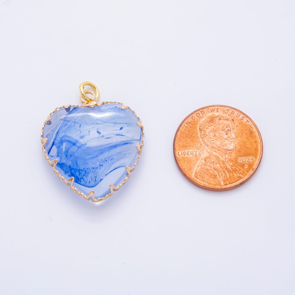 18K Gold Filled 28.5mm Resin Heart of Nature Charm | AH874
