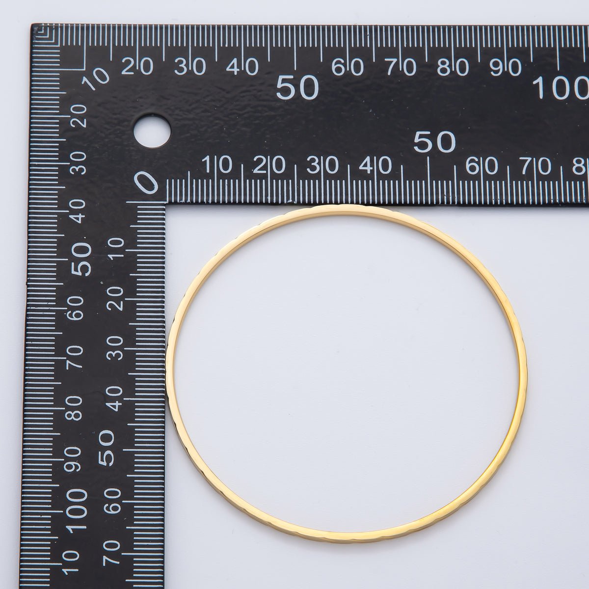 18K Gold Filled 2mm Thin Double Edged Imprint Bangle Bracelet | WA-1496