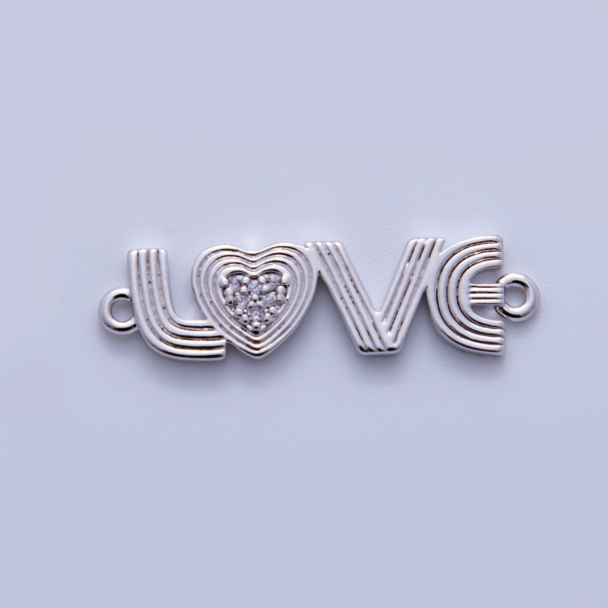 18K Gold Filled 30mm Micro Paved CZ Groovy Lined "LOVE" Connector in Gold & Silver | Y033