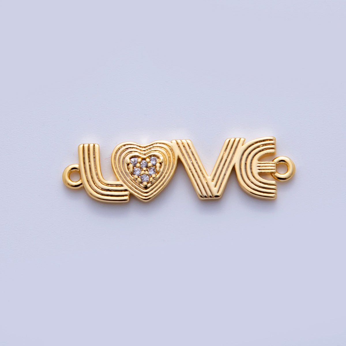18K Gold Filled 30mm Micro Paved CZ Groovy Lined "LOVE" Connector in Gold & Silver | Y033
