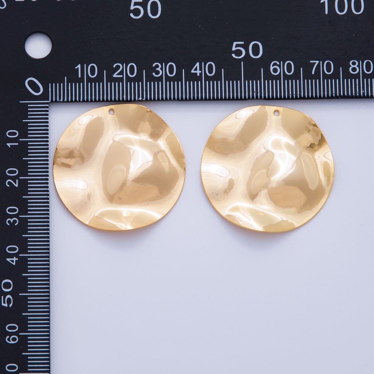 18K Gold Filled 34mm Hammered Round Thin Charm Finding | Z1185