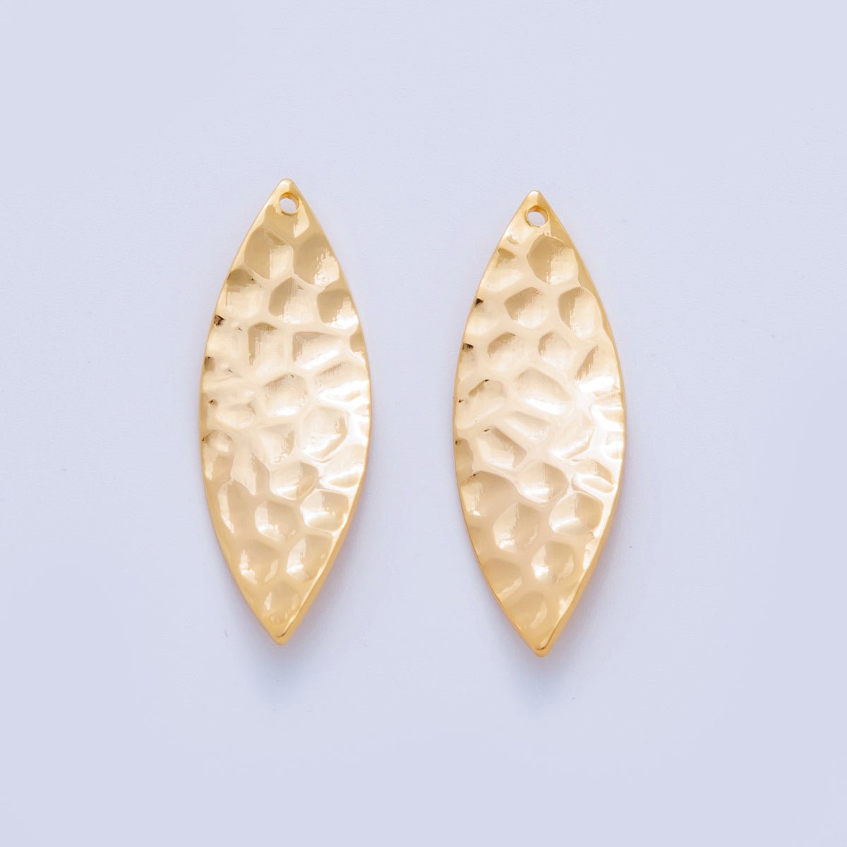 18K Gold Filled 35mm Dotted Hammered Sphere Thin Charm Finding | Z1180