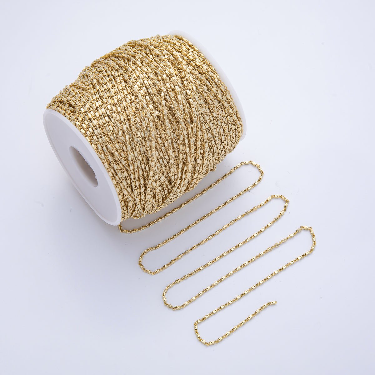 18K Gold Filled 3.5mm x 1.3mm Minimalist Scroll Unfinished Chain by Yard | Roll-1820