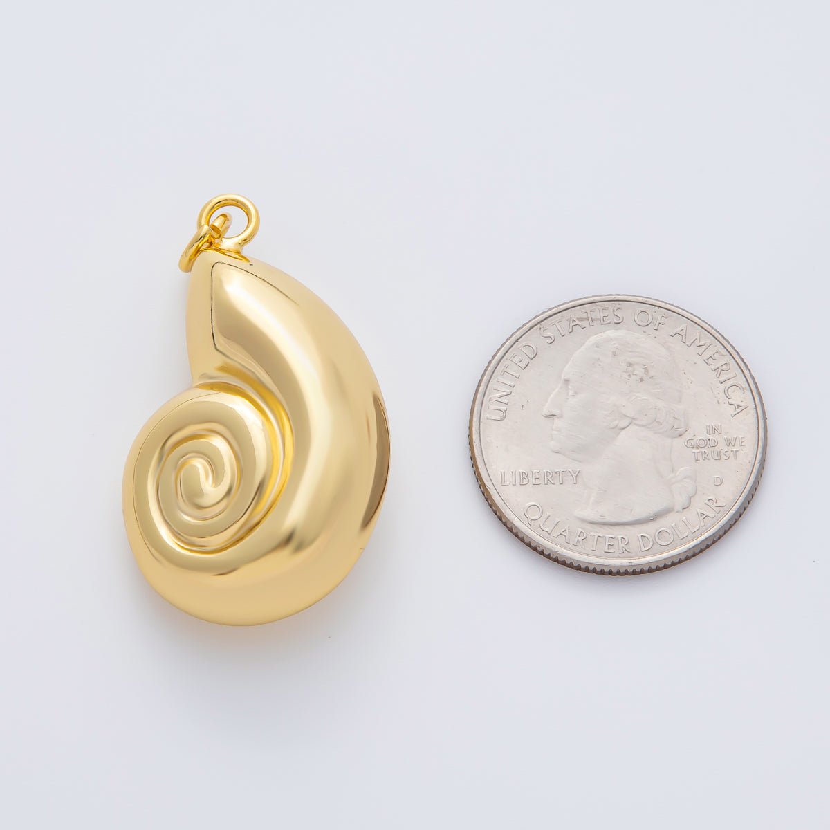 18K Gold Filled 37mm Clam Sea Shell 3D Multidimensional Charm | AF1408