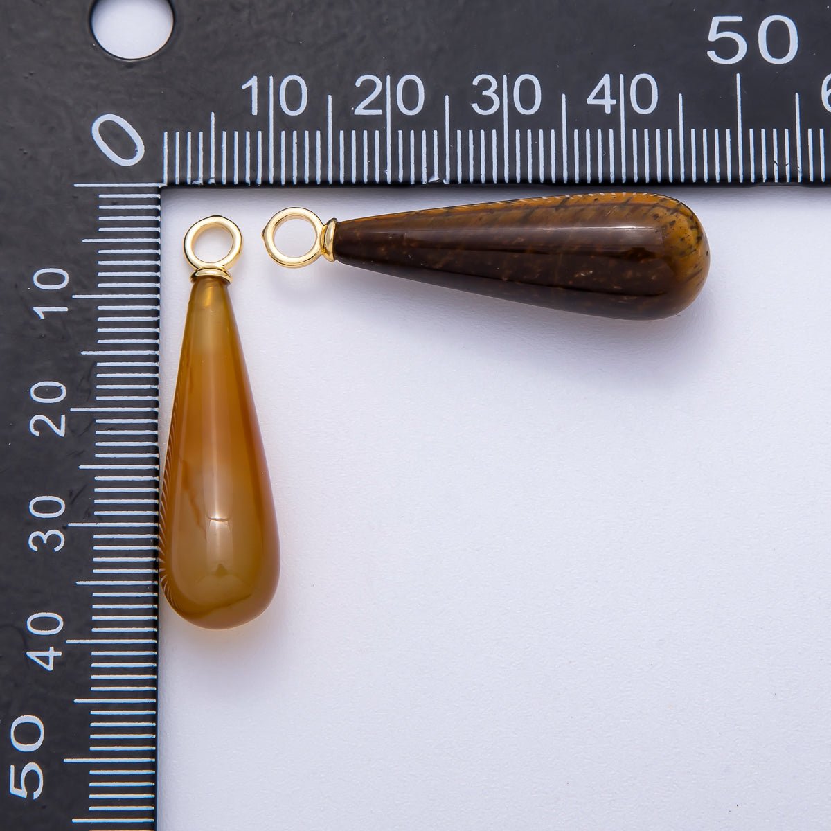 18K Gold Filled 37mm Multicolor Natural Gemstone Long Teardrop Pendant | Charms-00522 ~ Charms-00529