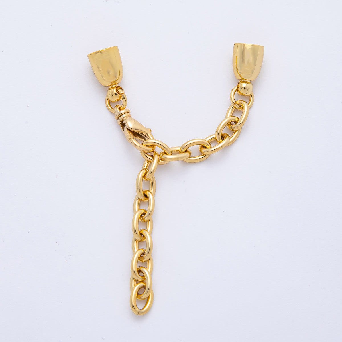 18K Gold Filled 38mm Chain Extender with Flat Dome Cap Clasp Cover Finding | Z1369