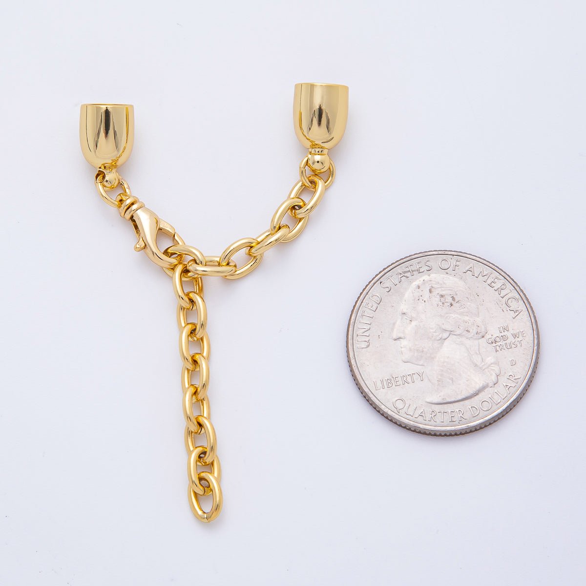 18K Gold Filled 38mm Chain Extender with Polished Dome Cap Clasp Cover Finding | Z1368