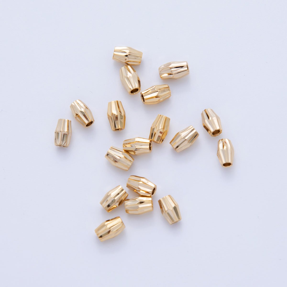 18K Gold Filled 3.8mm Multifaceted Edged Bead Spacer Set by 10 Pieces | B737