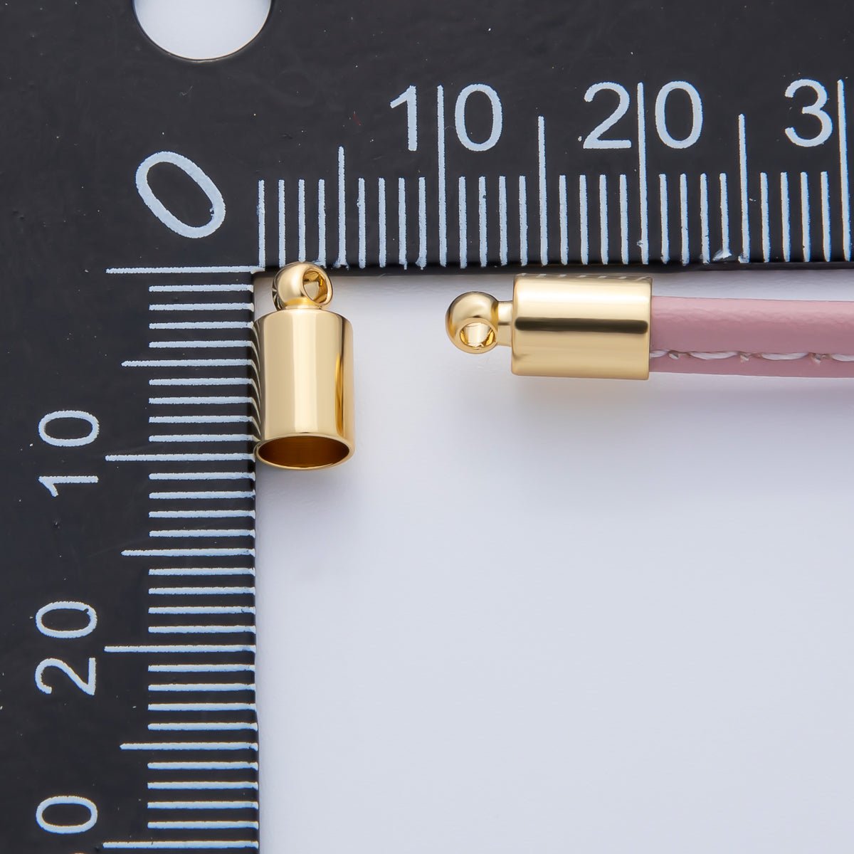 18K Gold Filled 3mm Barrel Tube End Cap Loop Finding by 6 Pieces / Set | Z1439