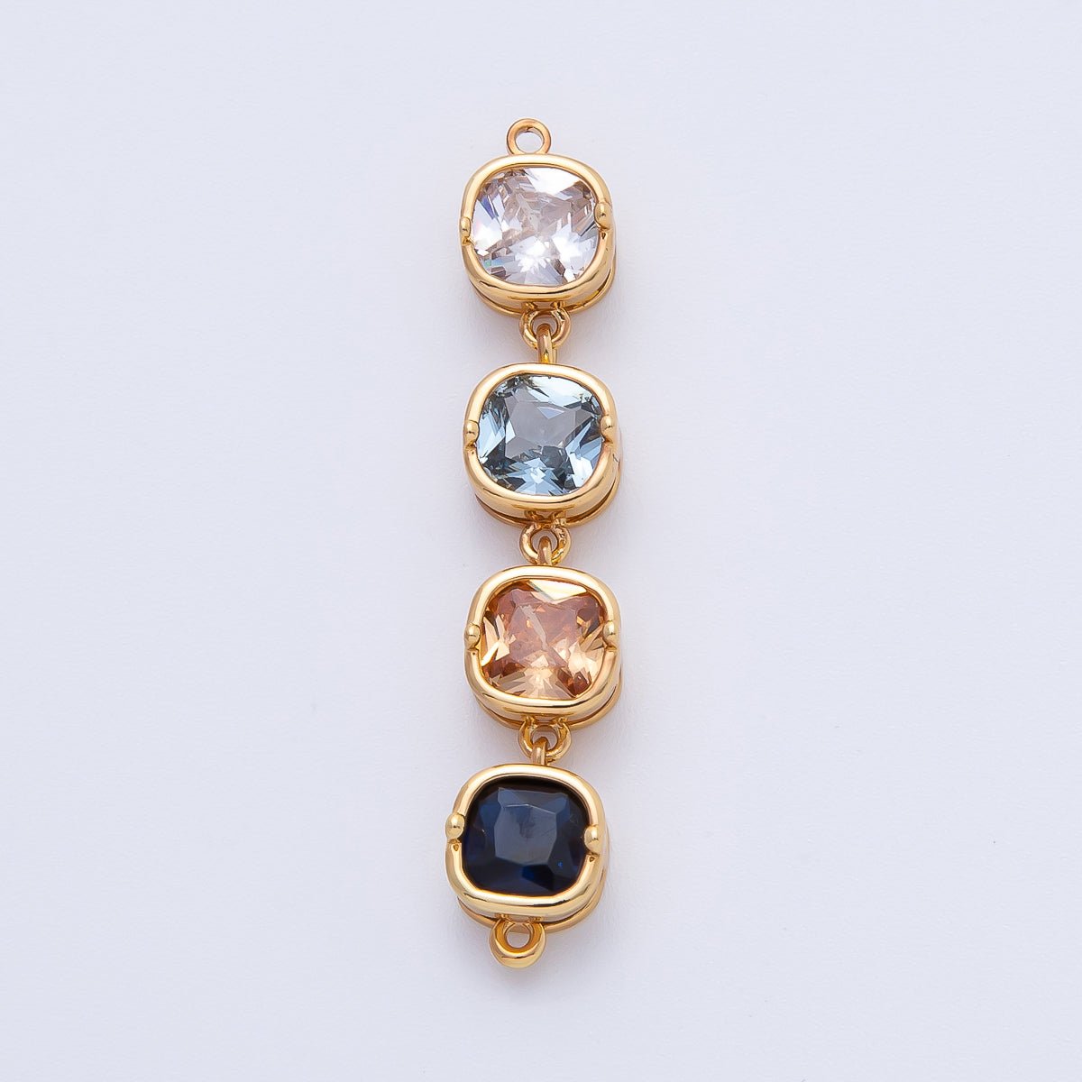 18K Gold Filled 41mm Multicolor Square CZ Bezel Connector | Y-00162